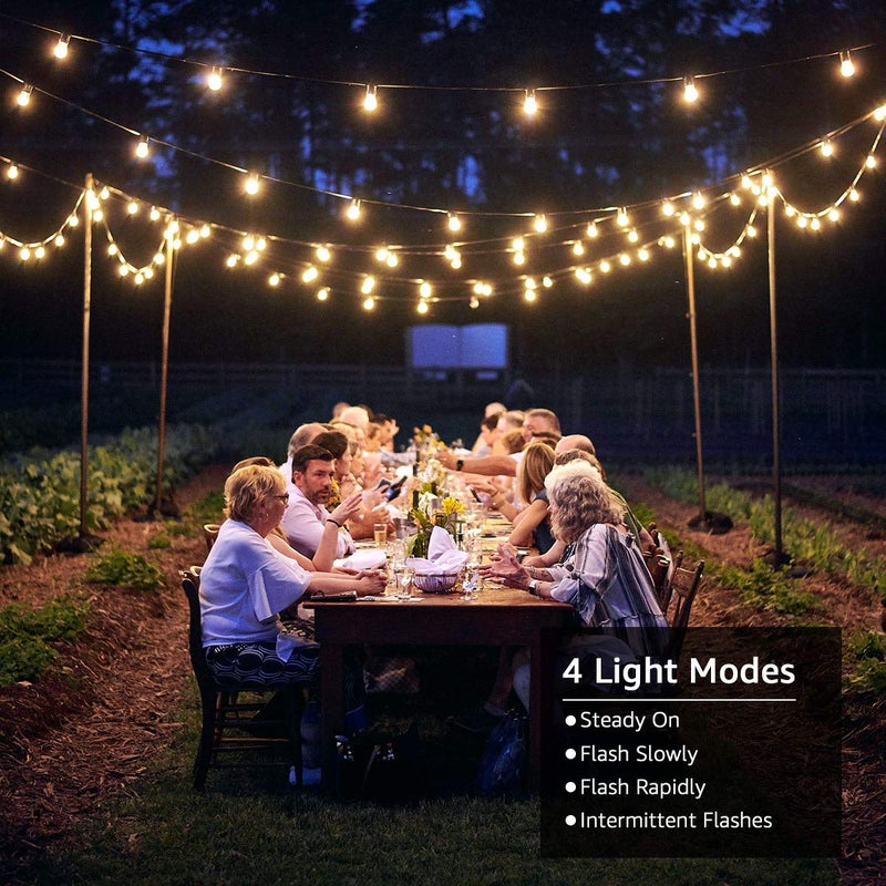 Lepro Solar Outdoor String Lights Patio Bistro Lights, 25ft 26 LED G40 Bulbs, USB Rechargeable Portable Edison CafÃ© String Lights for Porch, Pergola, Backyard, Garden, Pool, Party, Camping, 3600mAh - Image 4